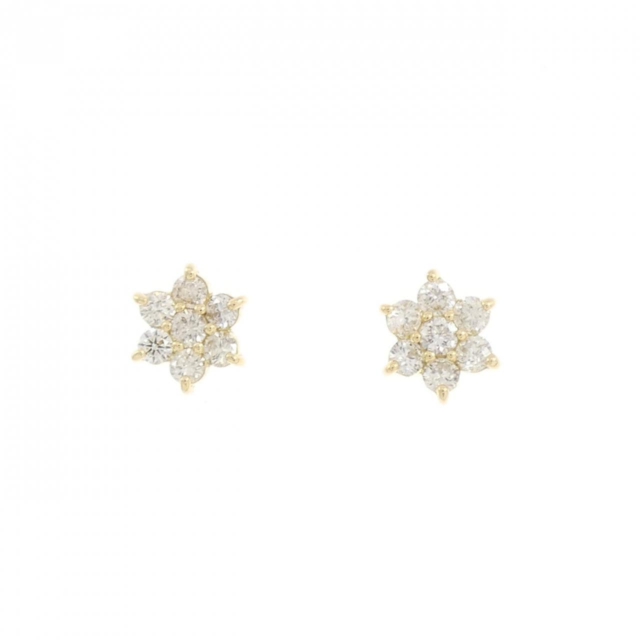 K18YG フラワー ダイヤモンド ピアス 0.50CT
