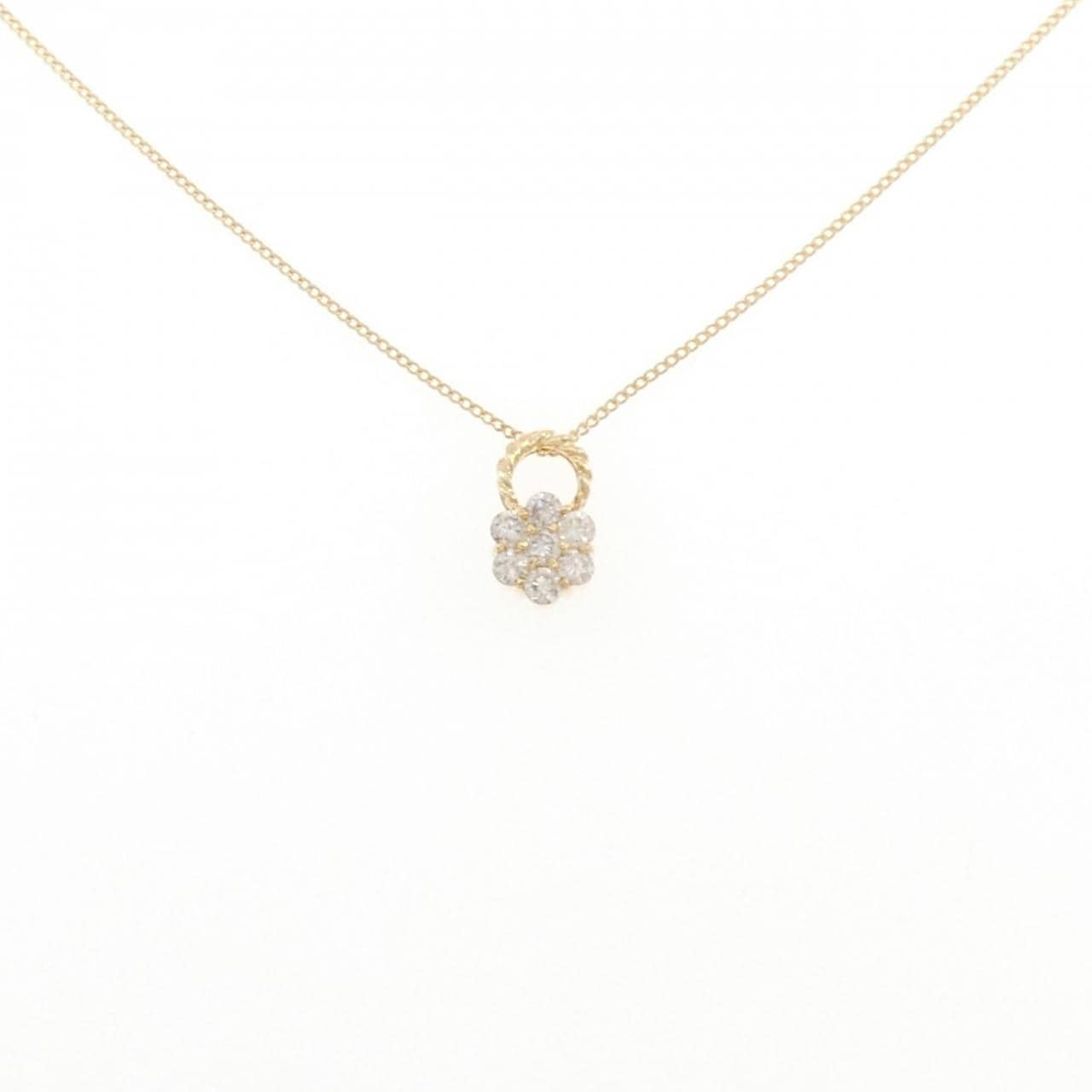 K18YG フラワー ダイヤモンド ネックレス 0.31CT