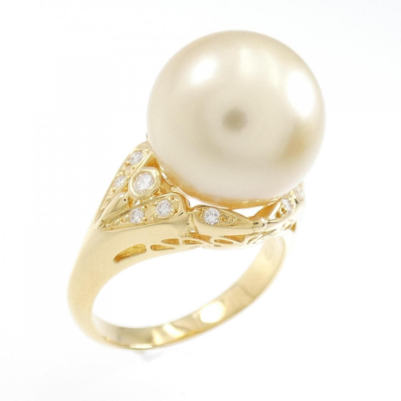 K18YG White Butterfly Pearl ring 12.4mm