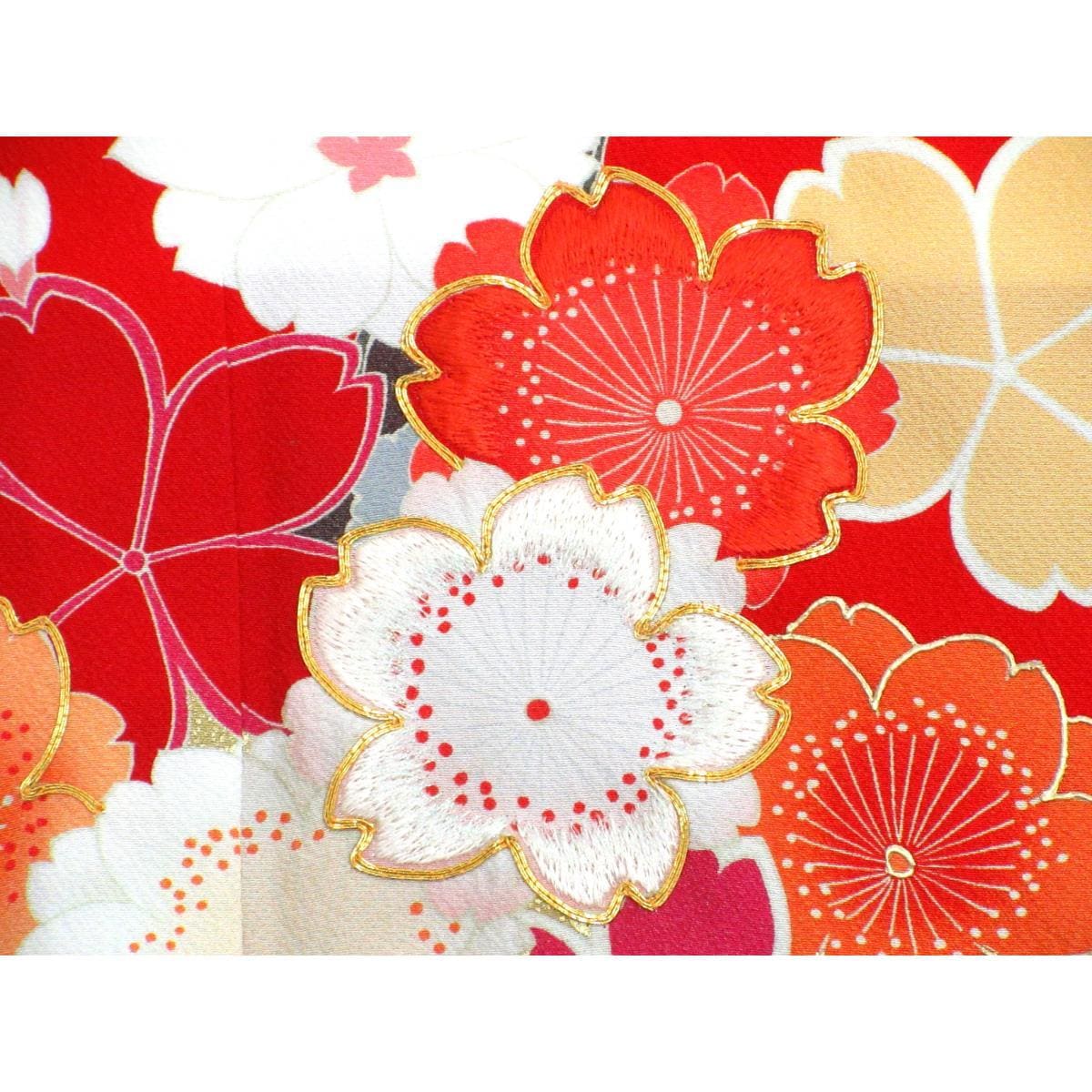 Furisode Yuzen gold color processing with embroidery