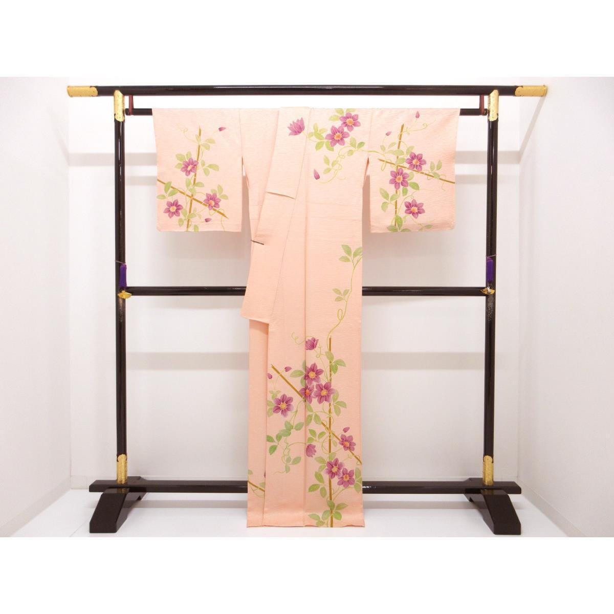 単衣　訪問着　友禅加工刺繍入り　蔦
