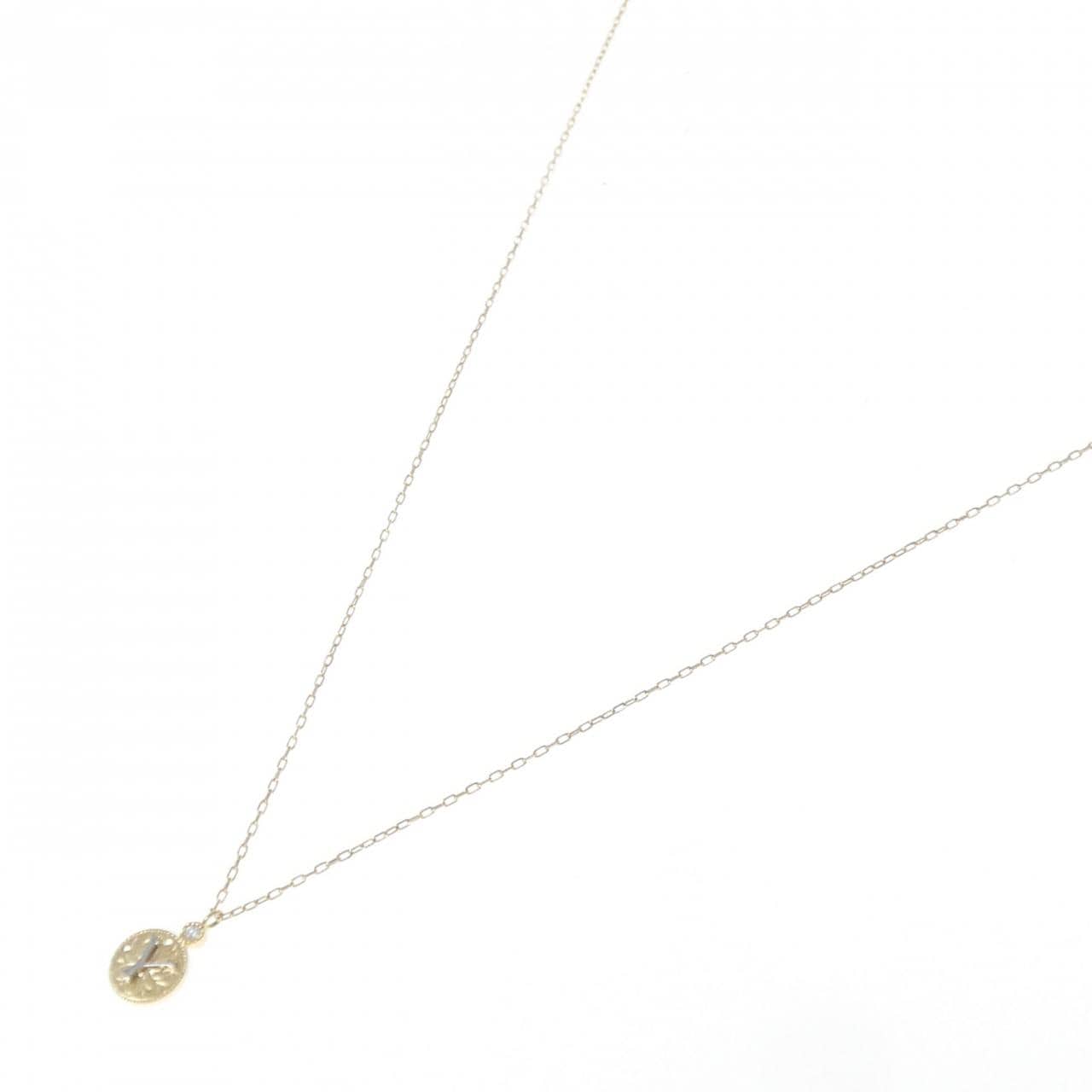 アガット イニシャル ネックレス 0.01CT