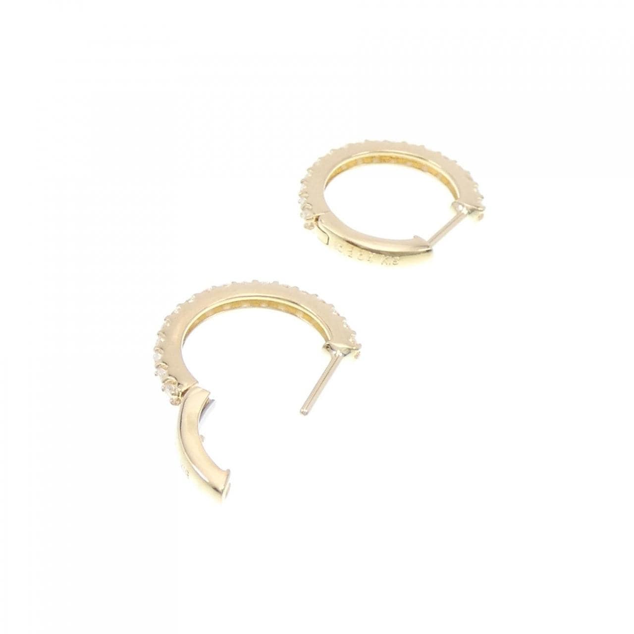 [BRAND NEW] K18YG hoop Diamond earrings 0.408CT