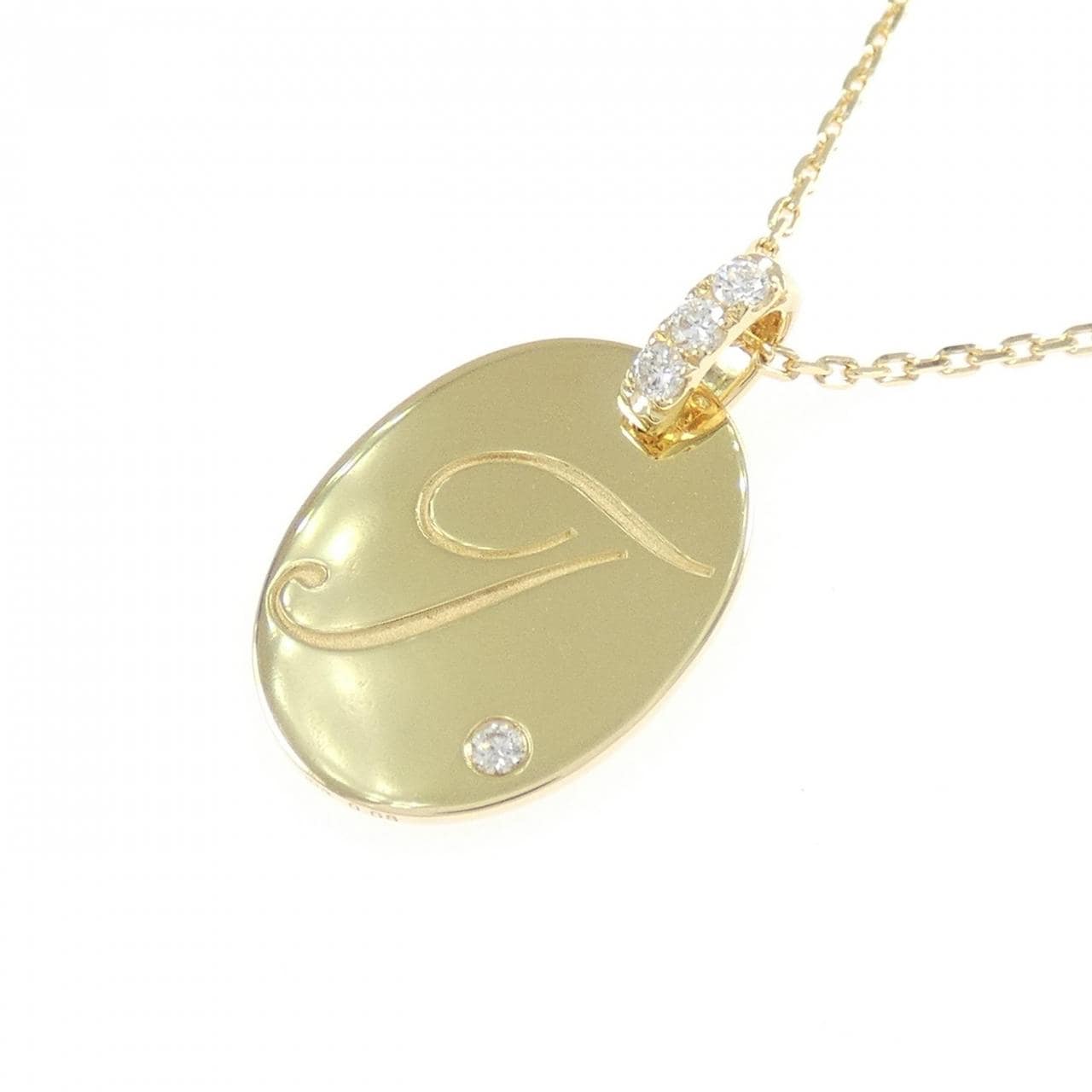 K18YG イニシャルT ダイヤモンド ネックレス 0.08CT