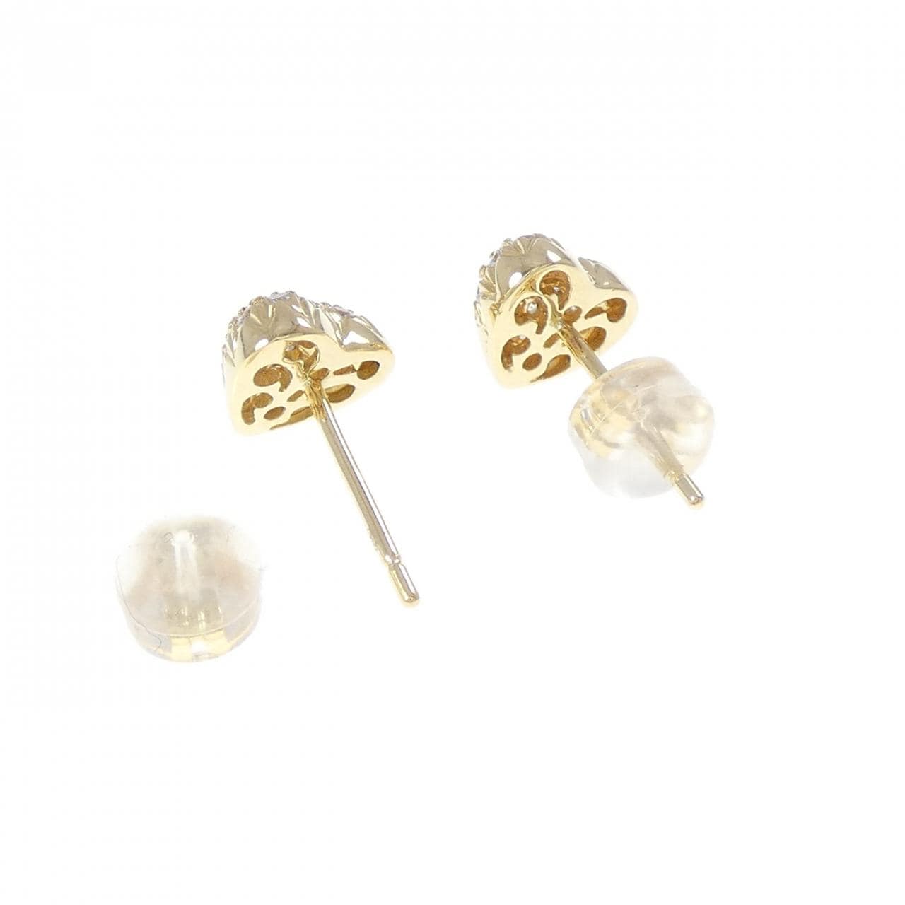 K18YG ハート ダイヤモンド ピアス