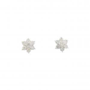 K14WG フラワー ダイヤモンド ピアス 0.30CT