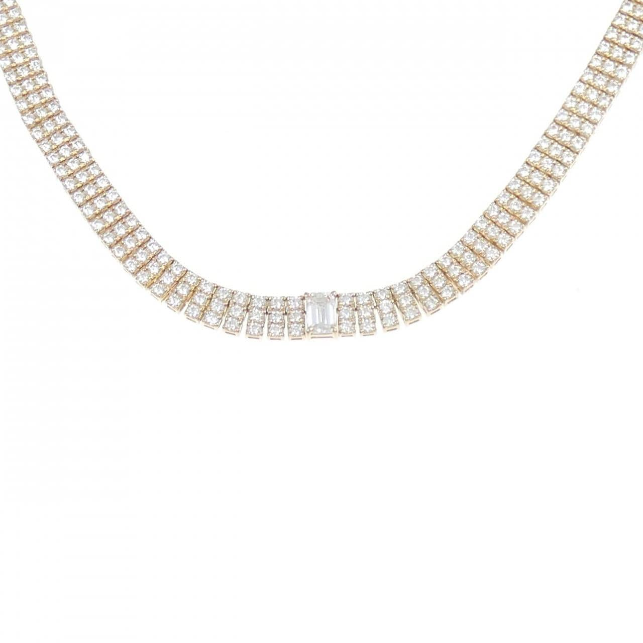 K18PG Diamond Necklace 0.508CT E VS1 Emerald Cut