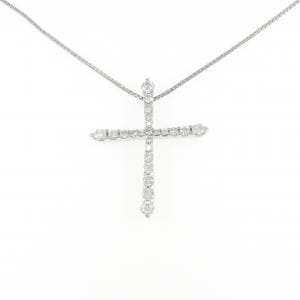 K18WG クロス ダイヤモンド ネックレス 1.02CT