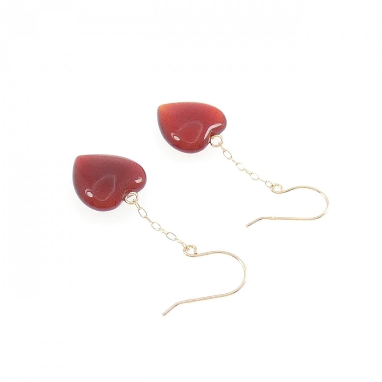 【新品】K18YG ハート メノウ ピアス