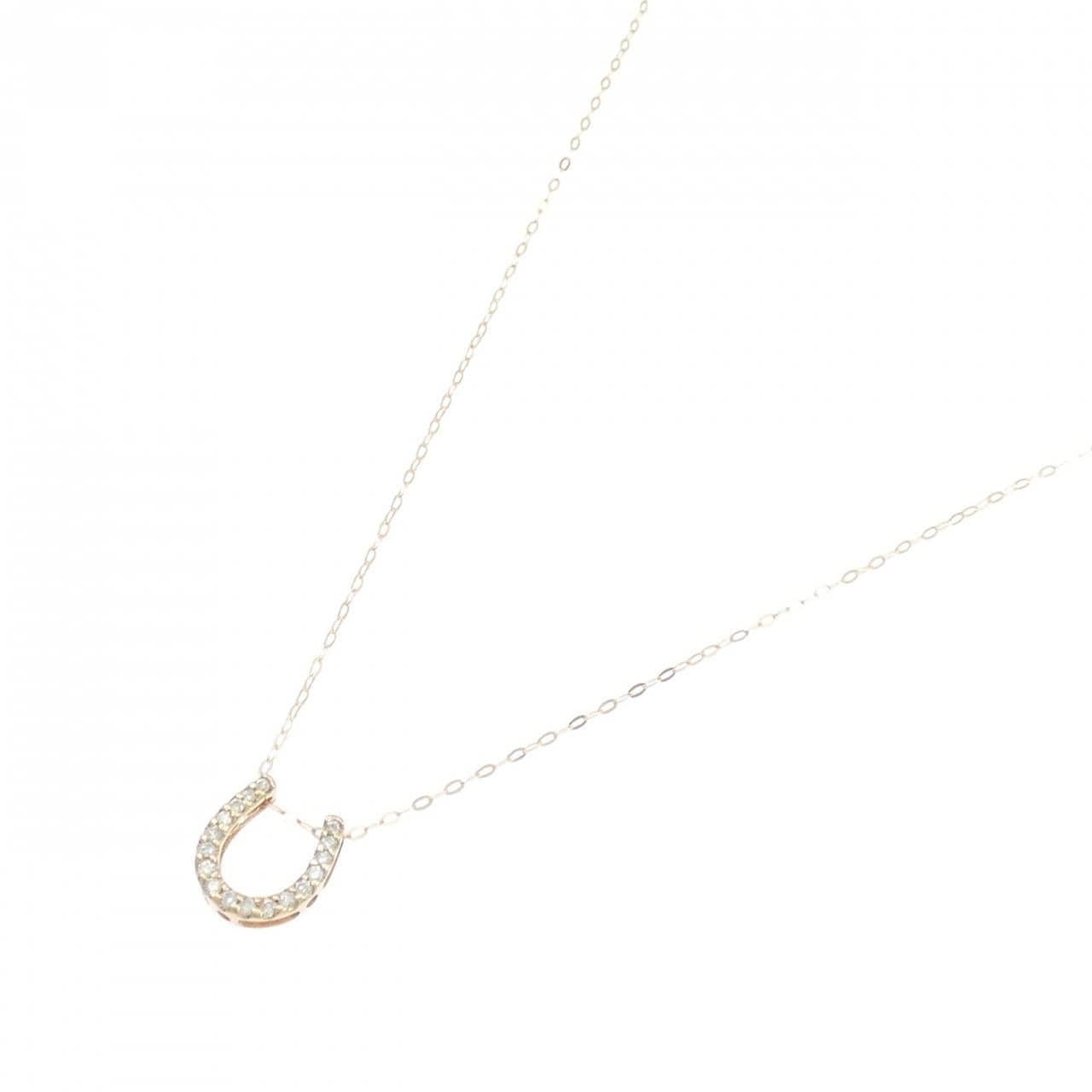 K18PG ホースシュー ダイヤモンド ネックレス 0.10CT