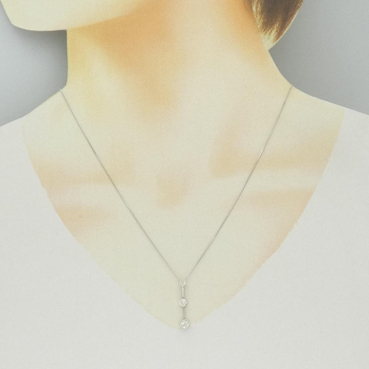 K18WG スリーストーン ダイヤモンド ネックレス 0.50CT