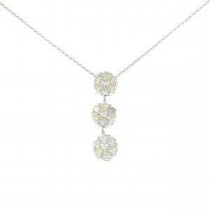 K18WG フラワー ダイヤモンド ネックレス 1.12CT