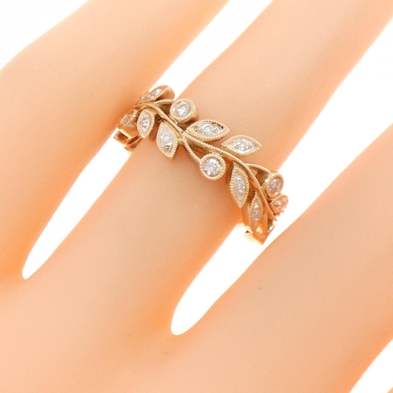 K18PG/K18WG リーフ ダイヤモンド リング 0.28CT