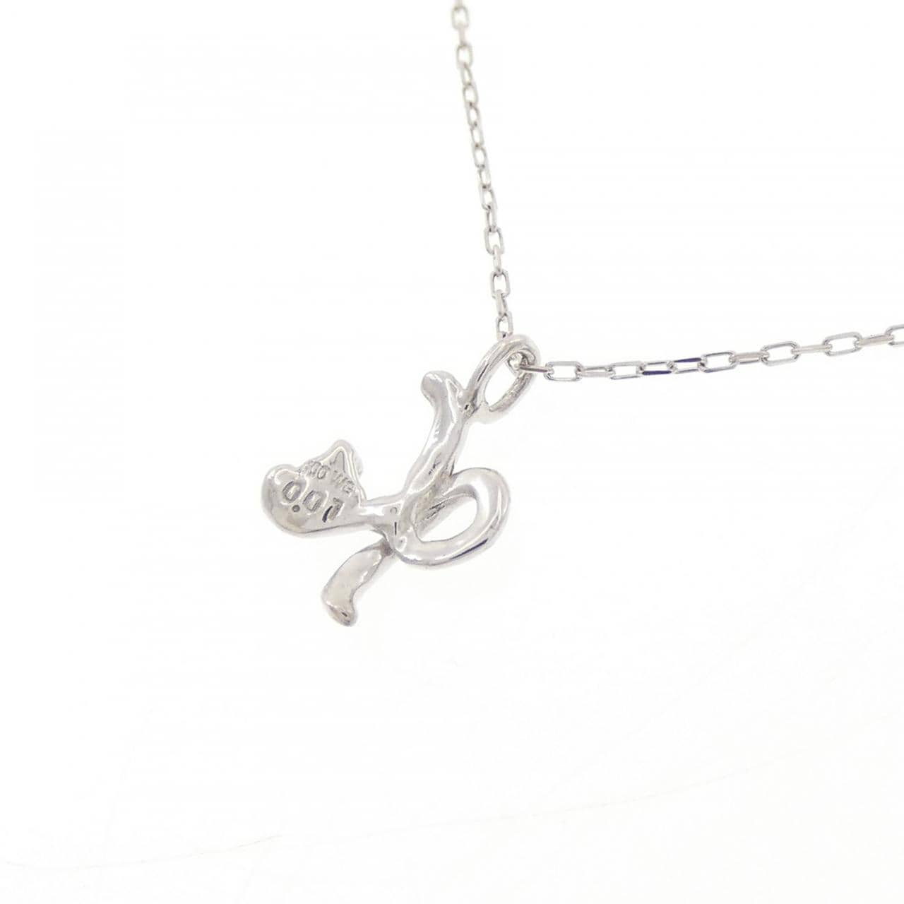 K10WG イニシャルK ダイヤモンド ネックレス 0.01CT
