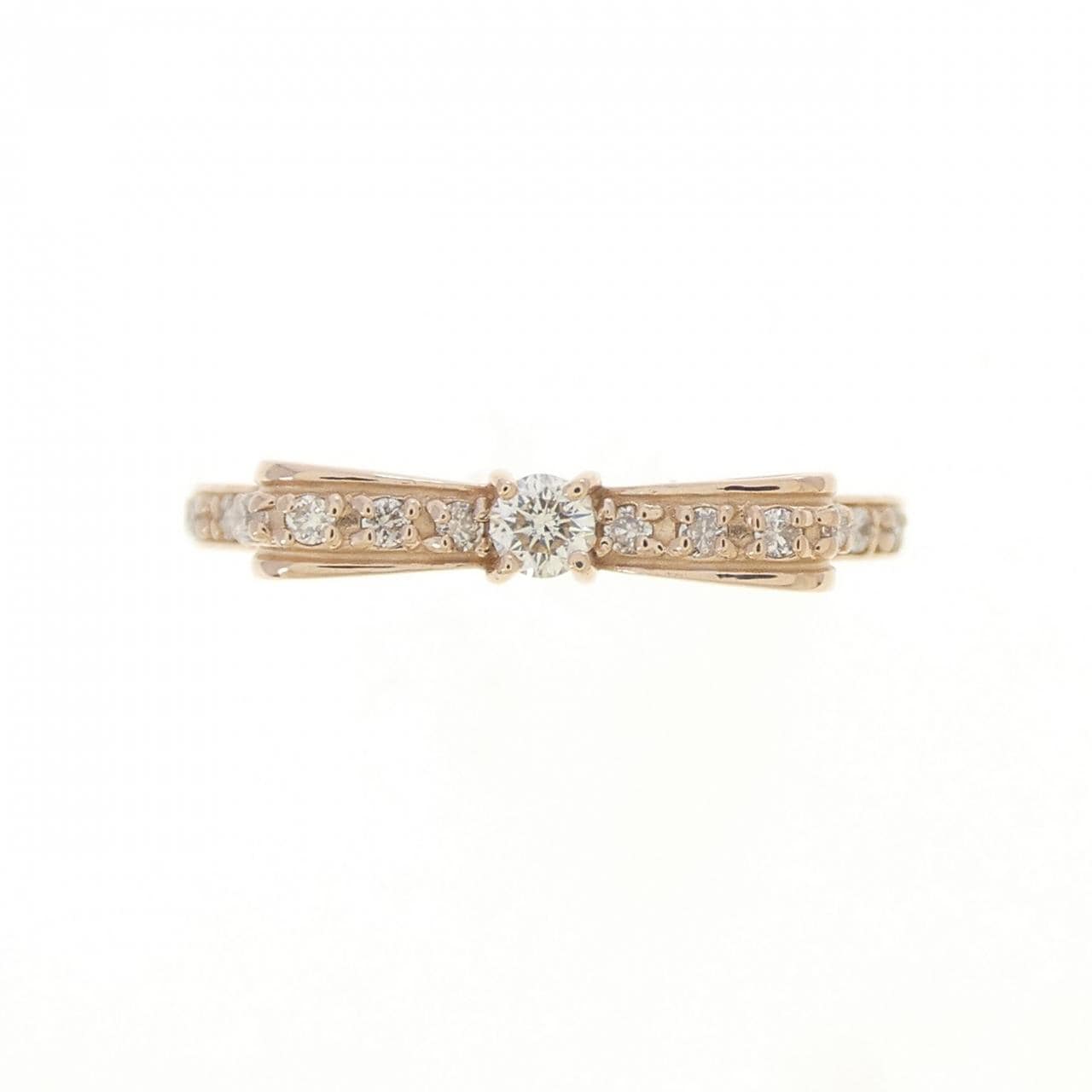K18PG リボン ダイヤモンド リング 0.16CT