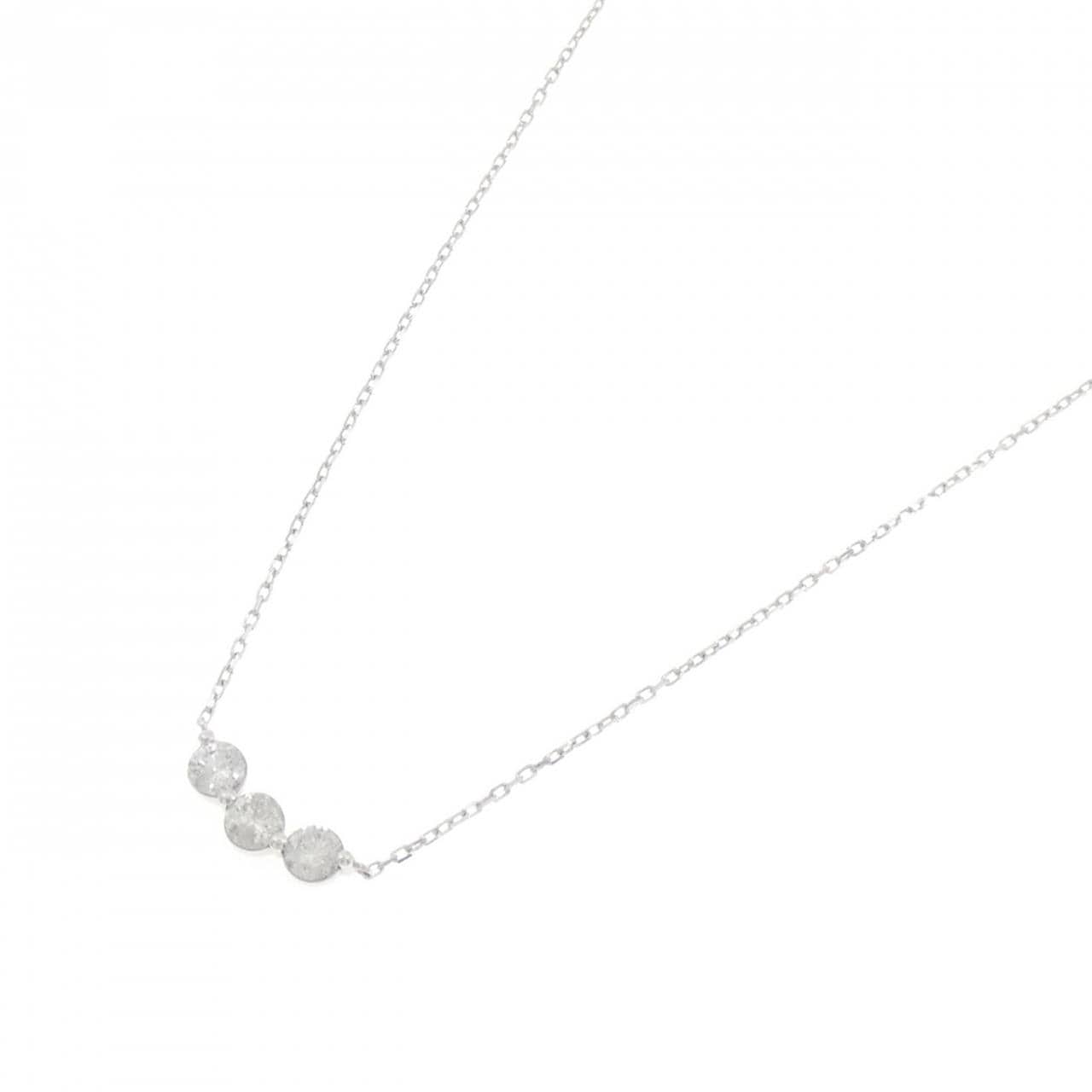 K18WG スリーストーン ダイヤモンド ネックレス 0.50CT