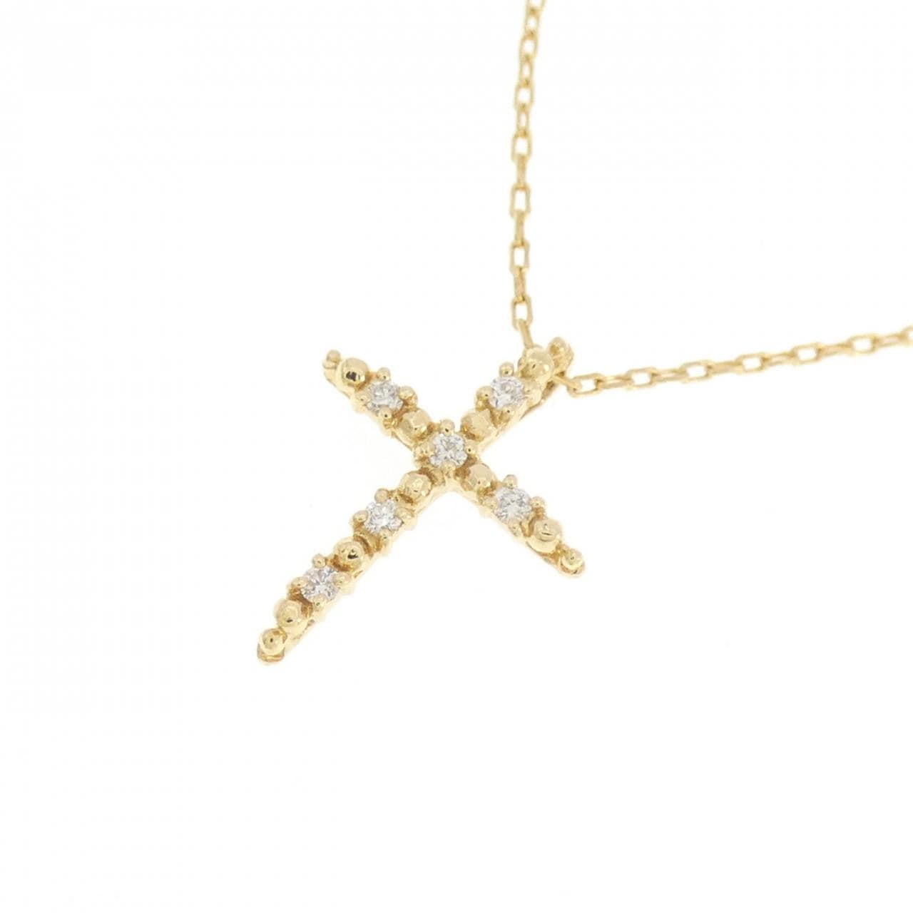 K18YG クロス ダイヤモンド ネックレス