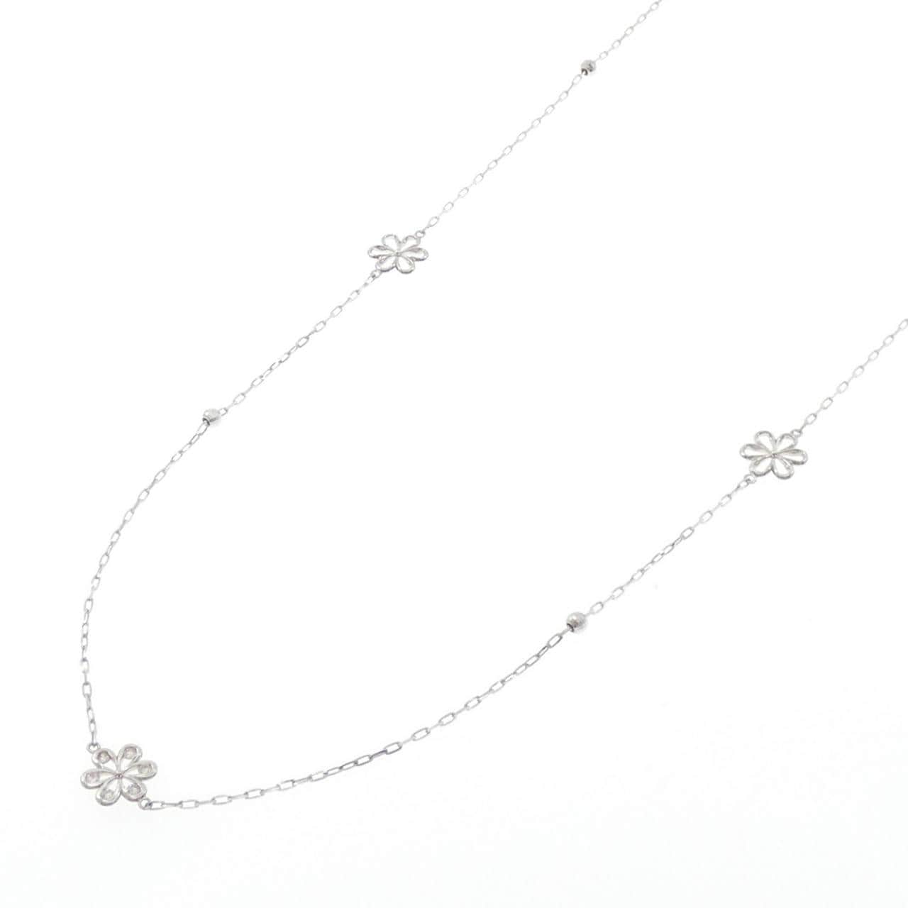 PT900/PT850 フラワー ダイヤモンド ネックレス
