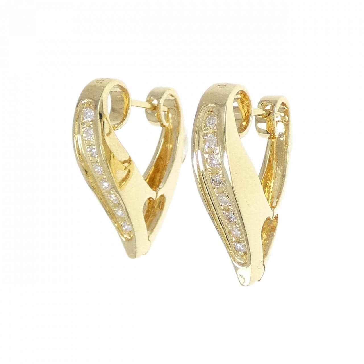 K18YG ハート ダイヤモンド ピアス 0.16CT