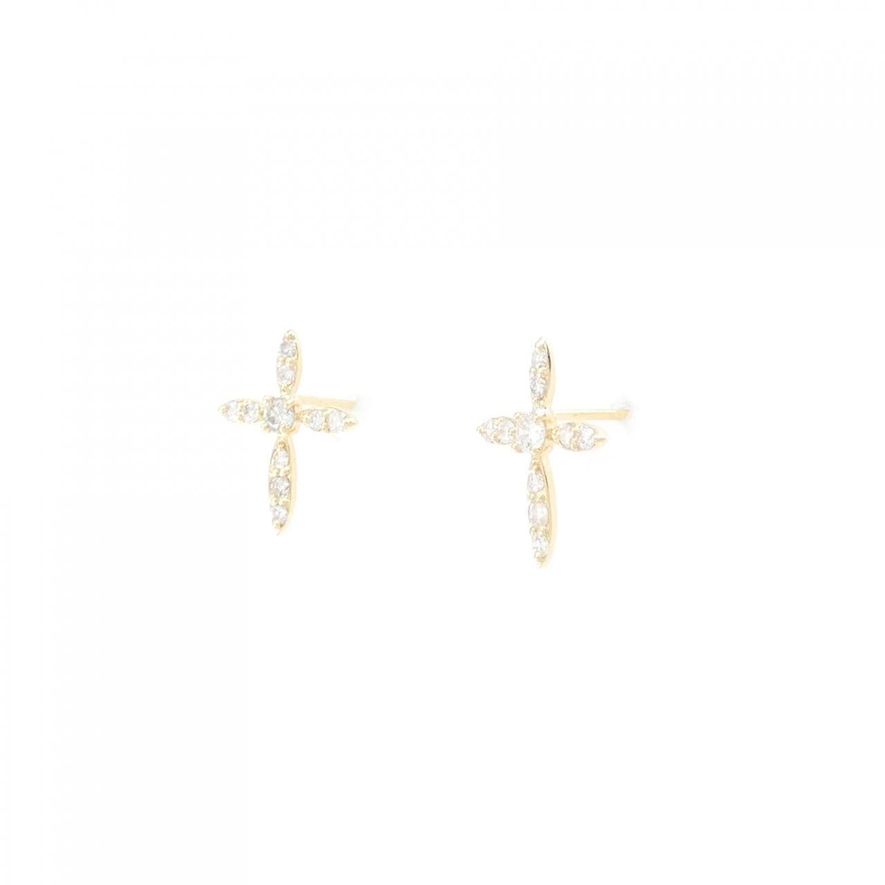 [Remake] K18YG cross Diamond earrings 0.30CT