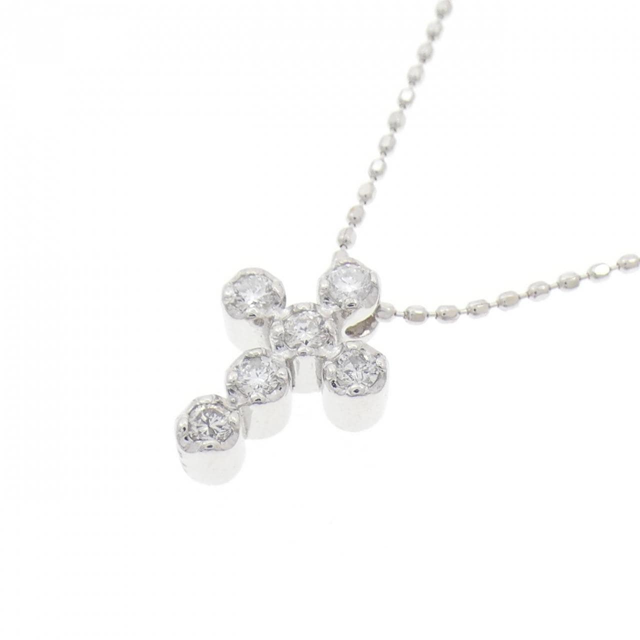 K18WG クロス ダイヤモンド ネックレス 0.14CT