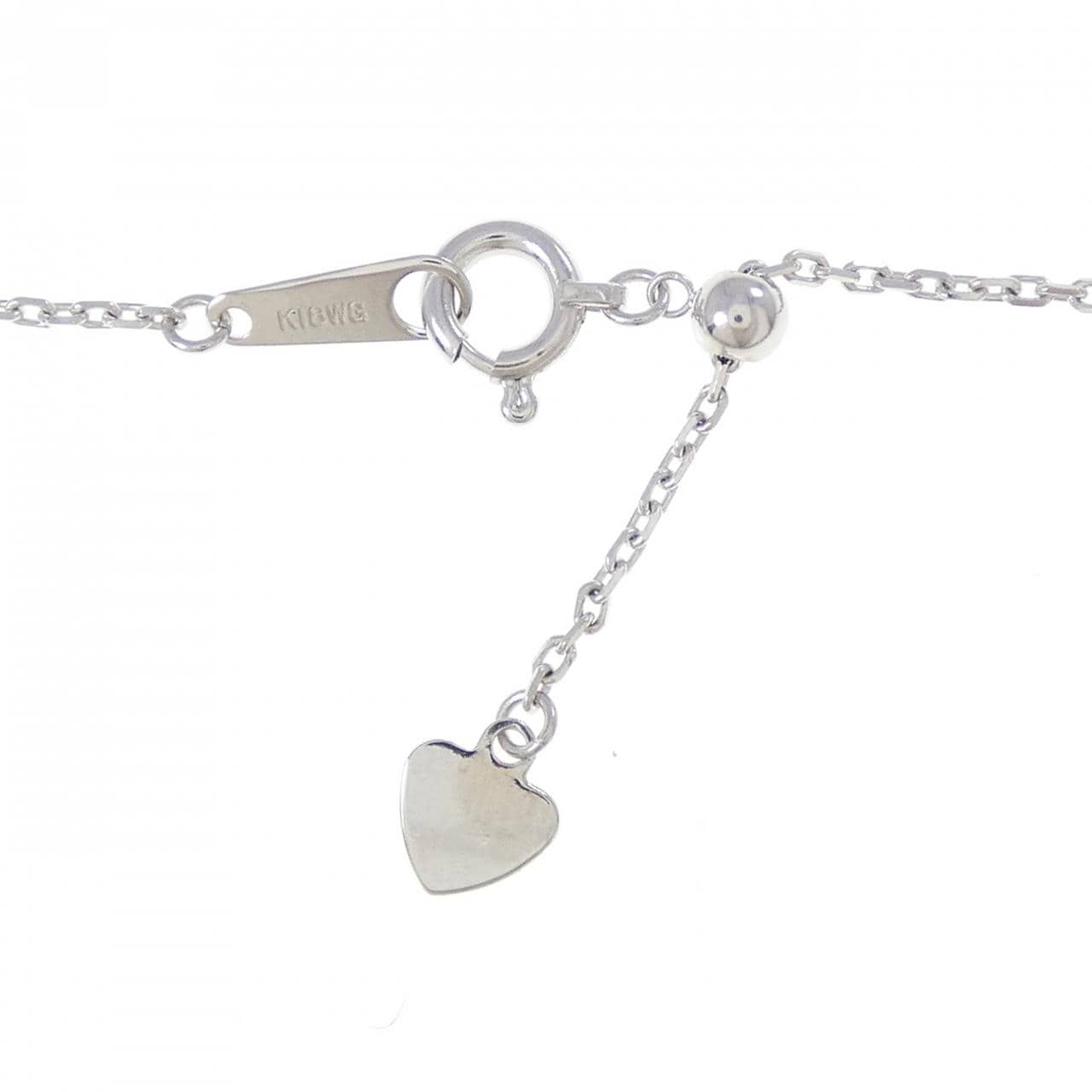 K18WG バタフライ?フラワー ダイヤモンド ネックレス 0.88CT