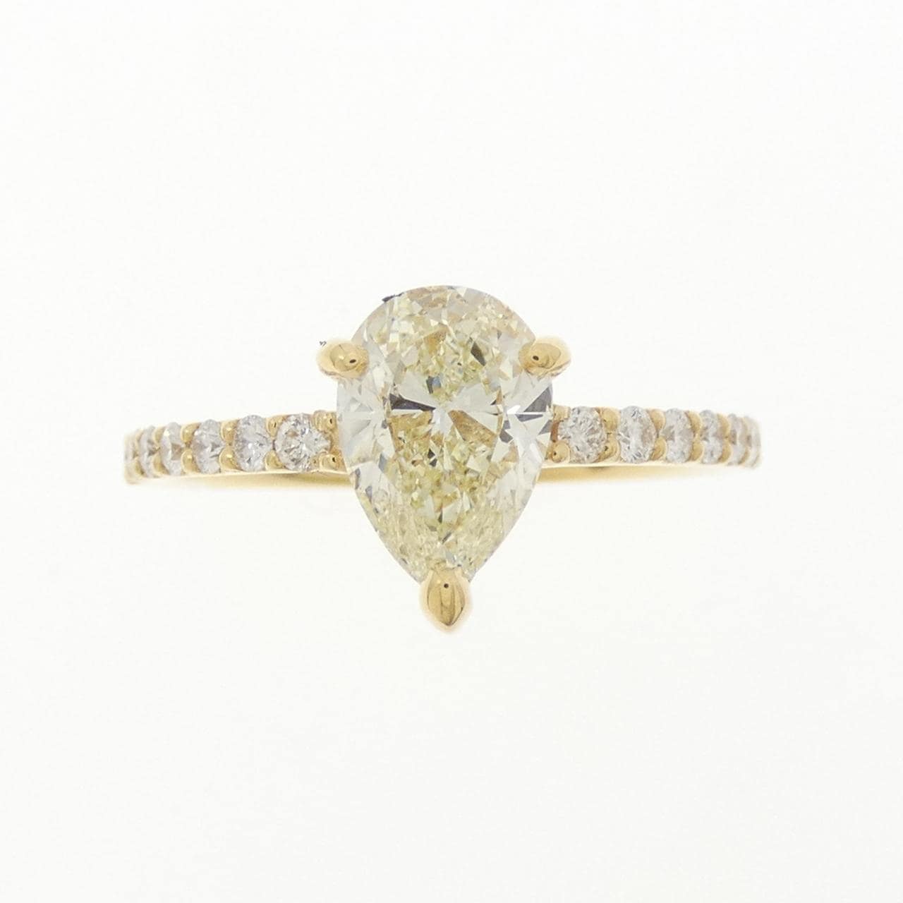 【リメイク】K18YG ダイヤモンド リング 1.028CT M IF ペアシェイプ