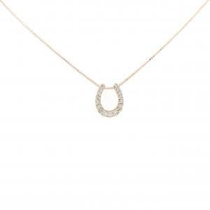 K10PG ホースシュー ダイヤモンド ネックレス 0.11CT