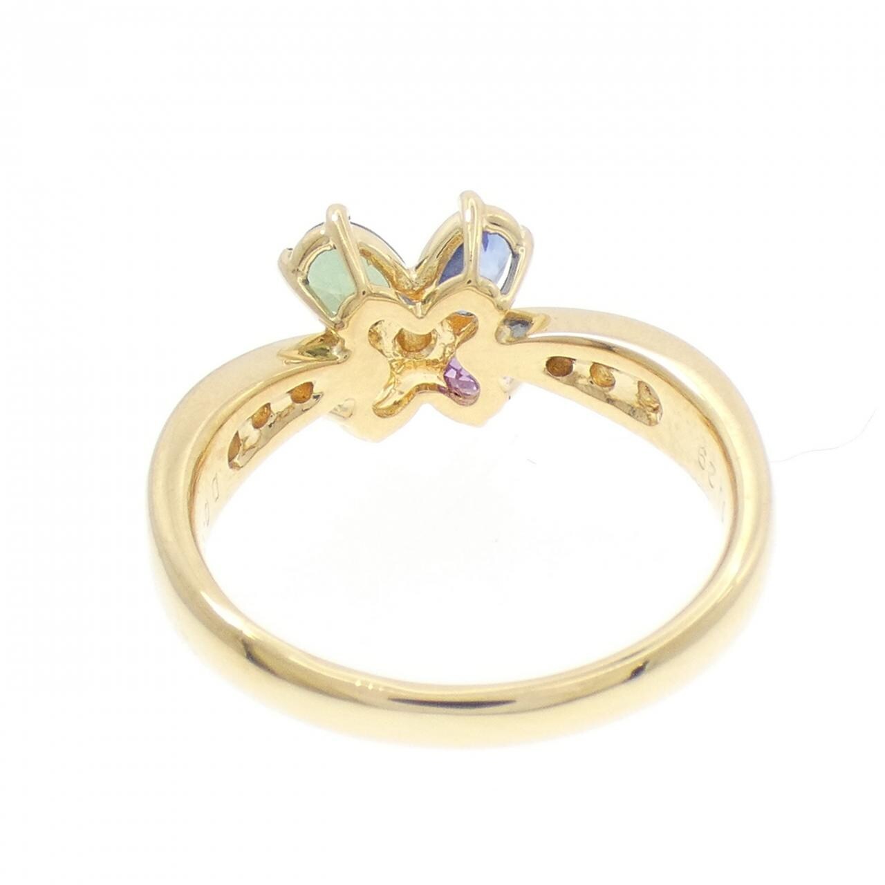 K18YG フラワー サファイヤ リング 1.29CT