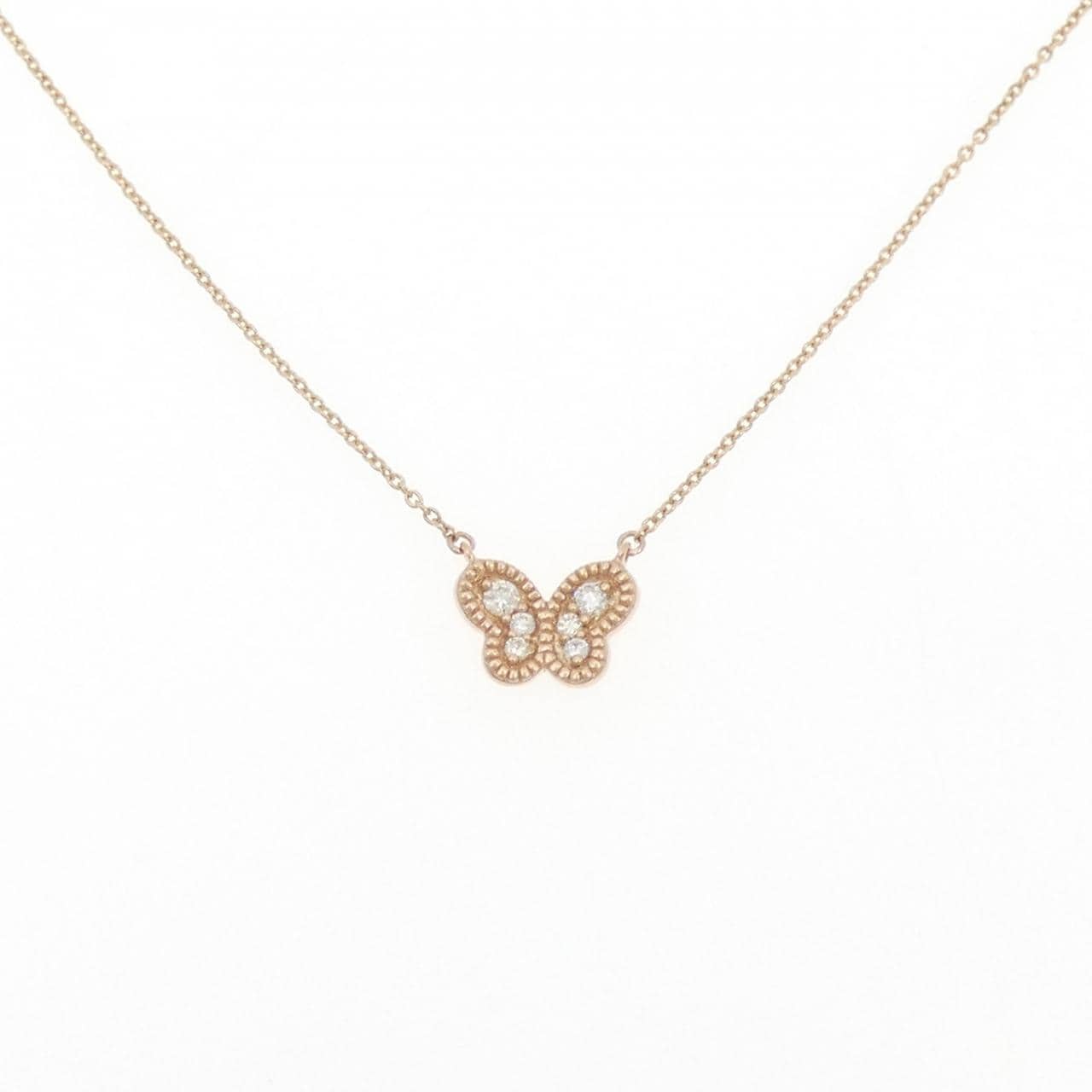 750PG バタフライ ダイヤモンド ネックレス
