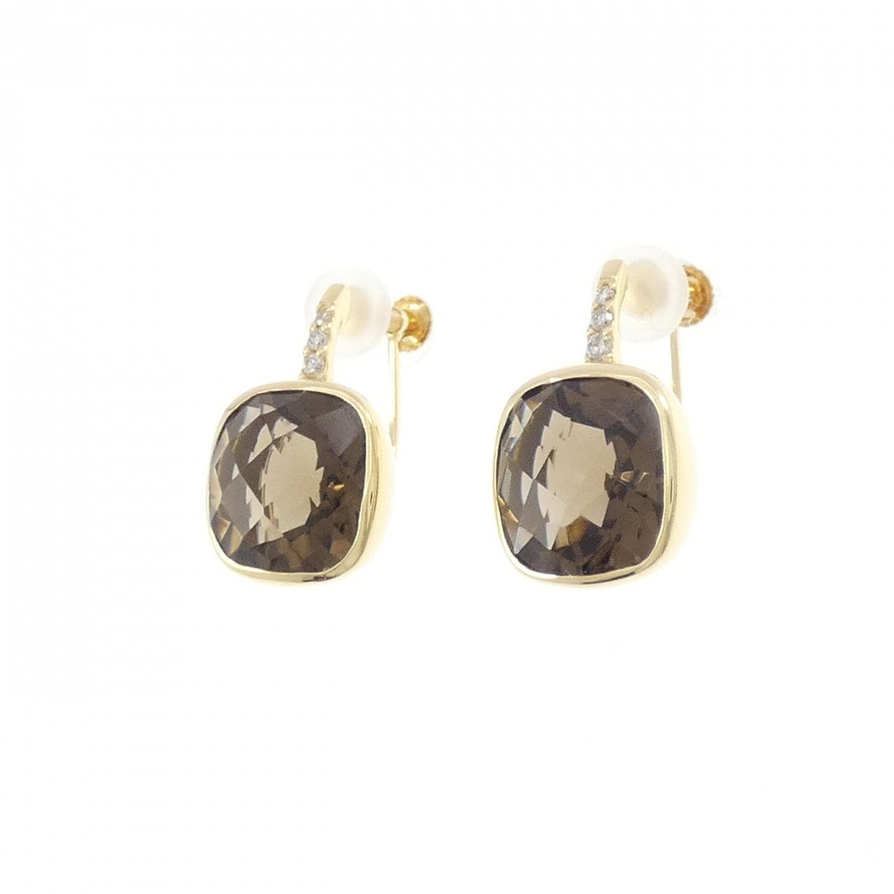 K18YG スモーキークオーツ イヤリング 6.00CT