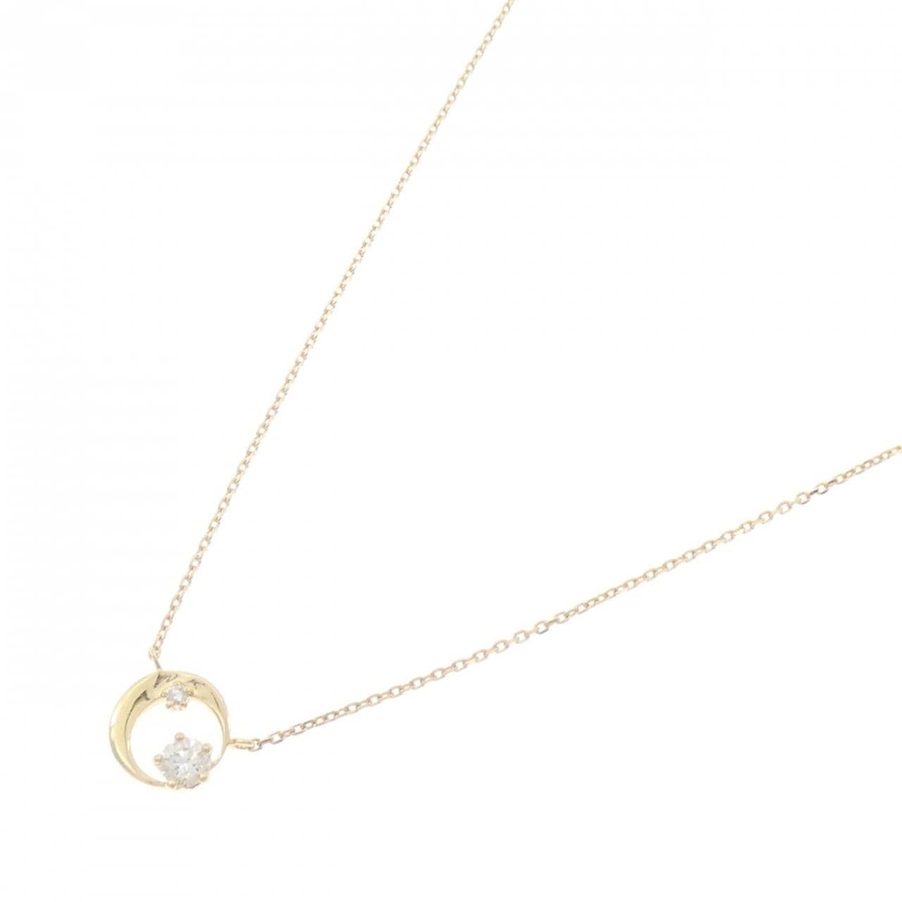 K18YG Moon Diamond Necklace 0.122CT