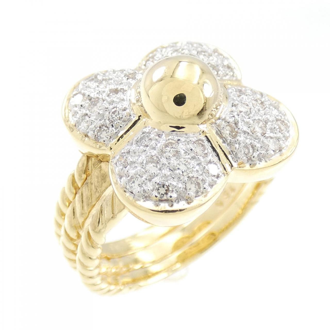 750黃金/750白金花朵鑽石戒指0.32 克拉