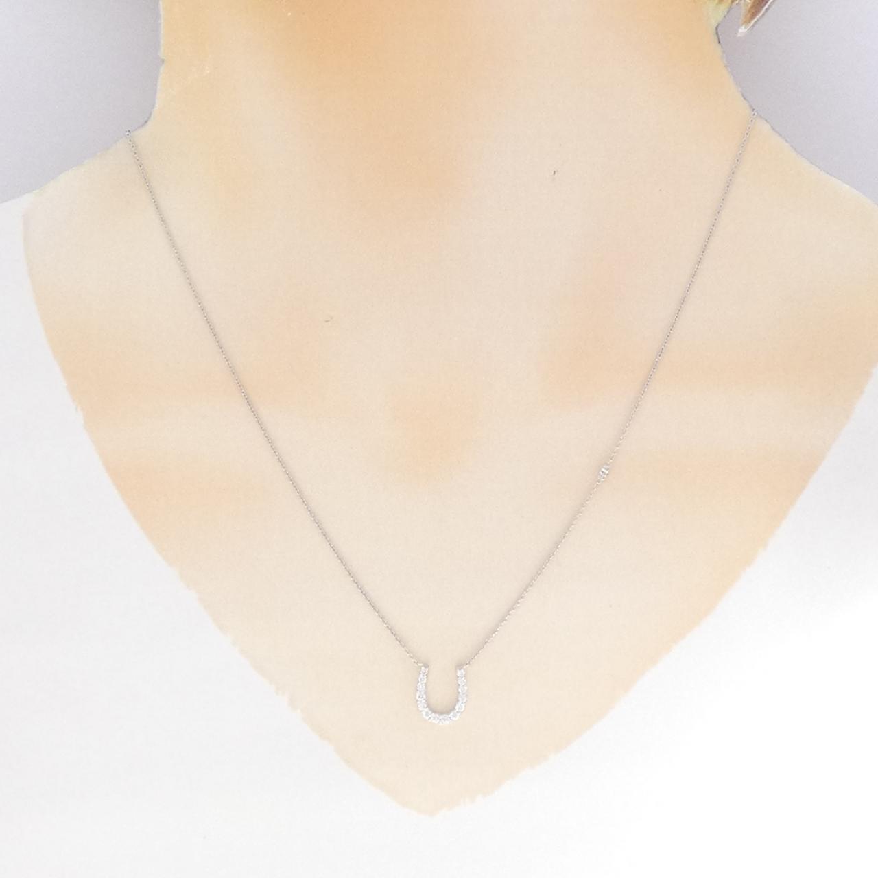 K18WG ホースシュー ダイヤモンド ネックレス 0.20CT