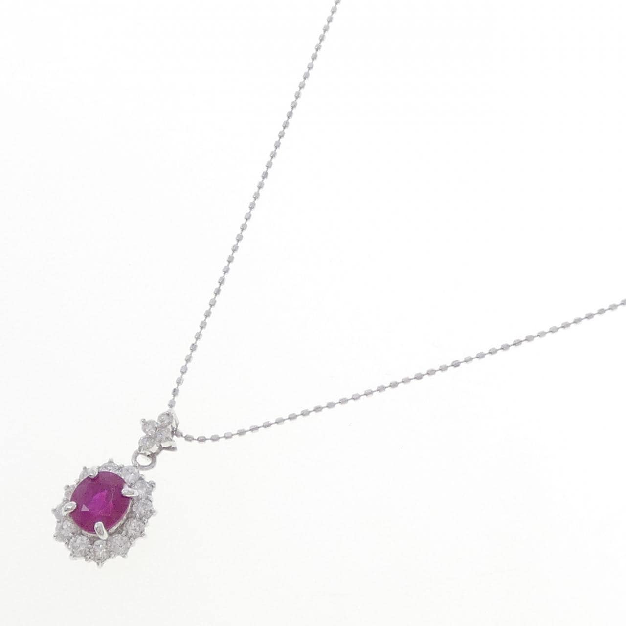 K18WG ルビー ネックレス 1.27CT