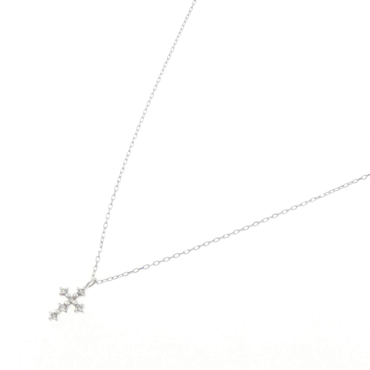 K10WG クロス ダイヤモンド ネックレス 0.04CT