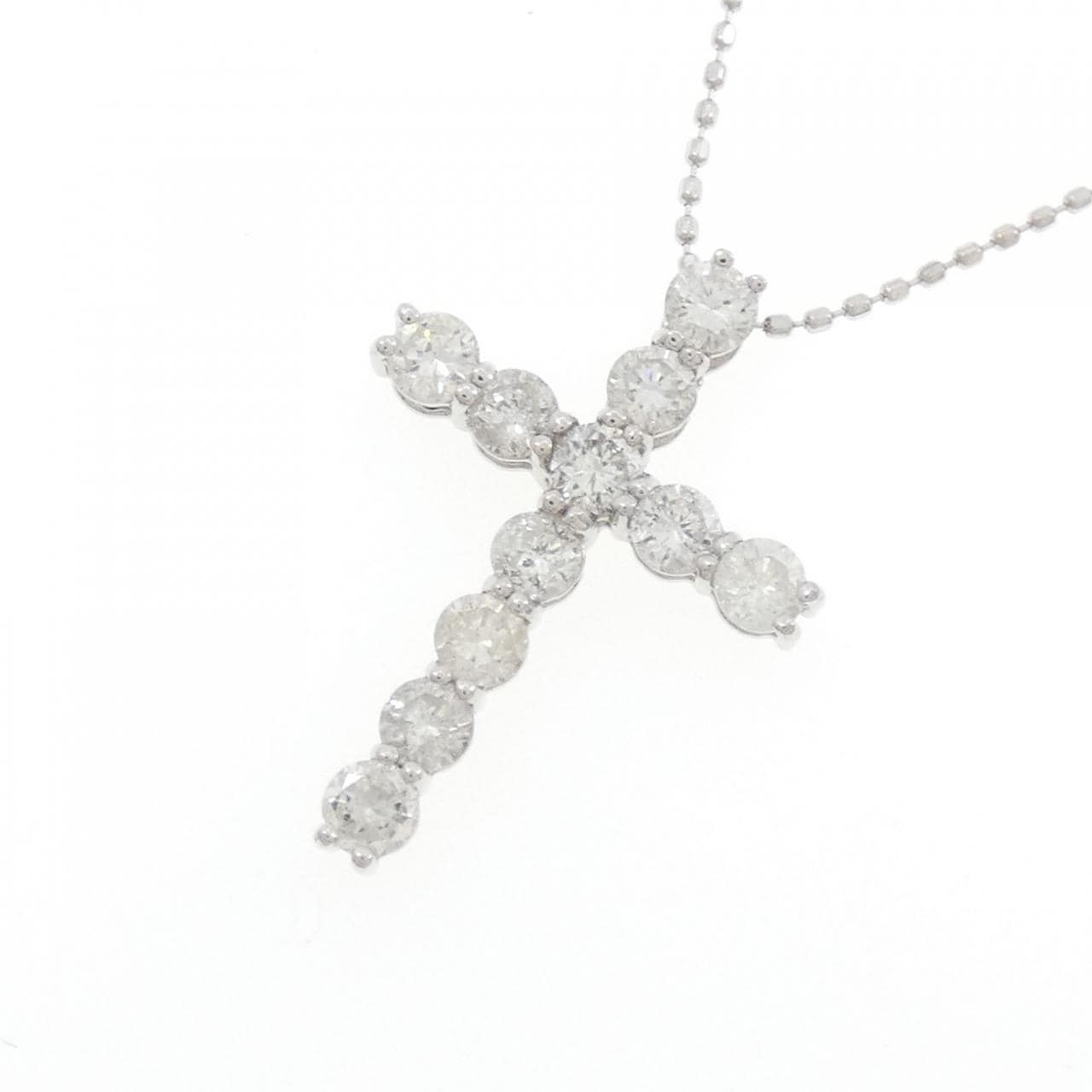 K18WG クロス ダイヤモンド ネックレス 1.00CT