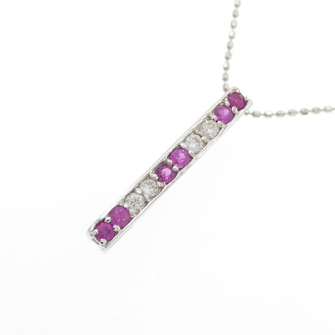 K18WG ルビー ネックレス 0.22CT
