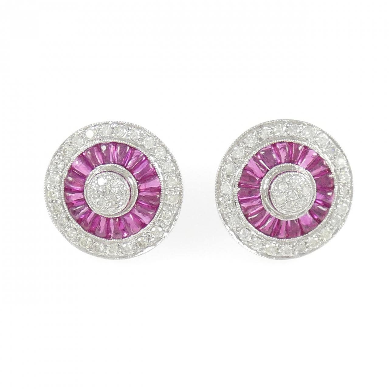 750WG/K18WG ルビー ピアス 3.10CT