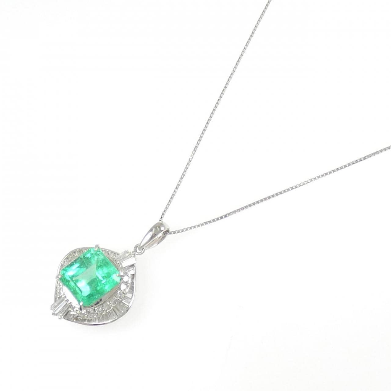 PT900/PT850 エメラルド ネックレス 5.29CT コロンビア産