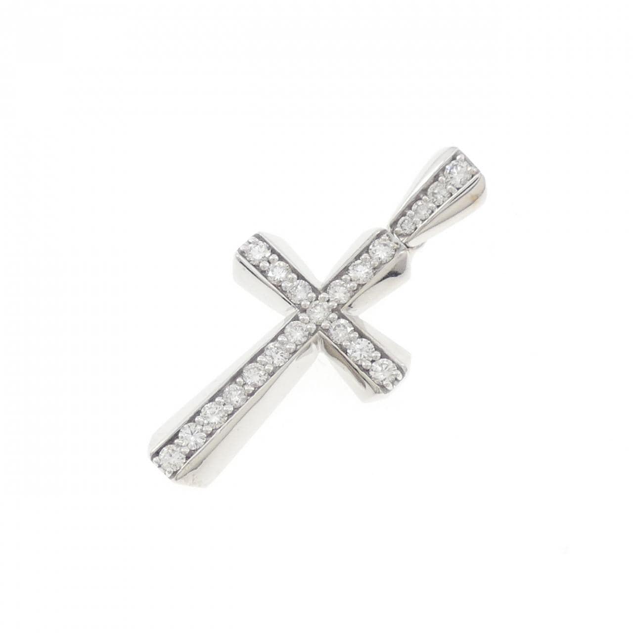 K18WG クロス ダイヤモンド ペンダント 0.50CT