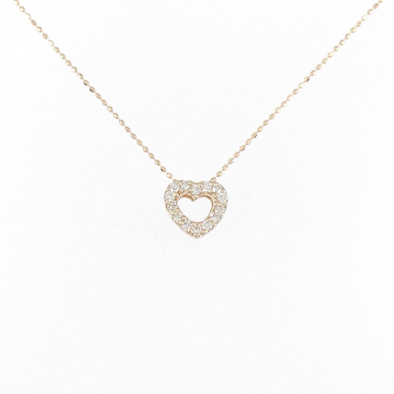 K18PG ハート ダイヤモンド ネックレス 0.09CT