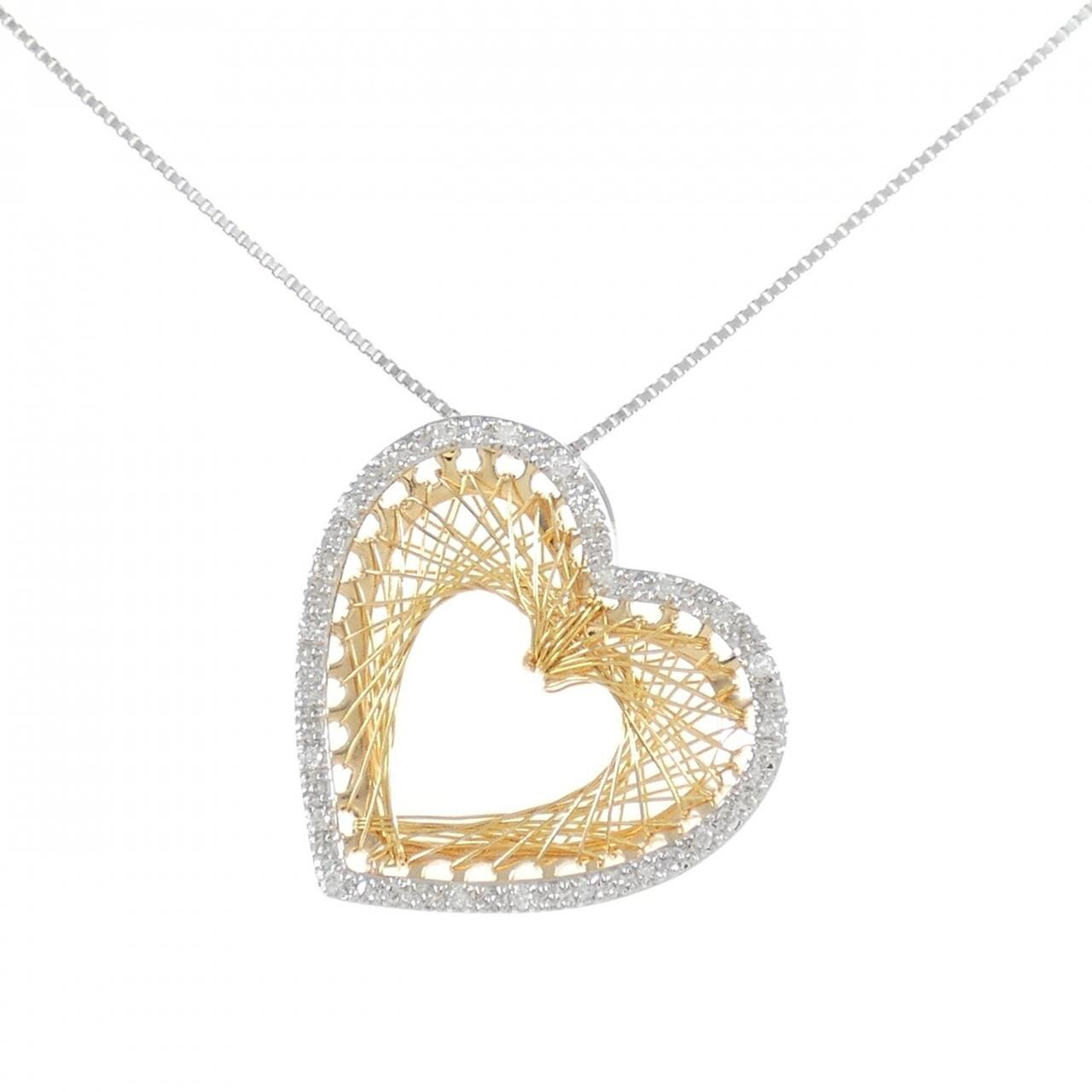 K18 Three Color/K18WG Heart Diamond Necklace 0.10CT