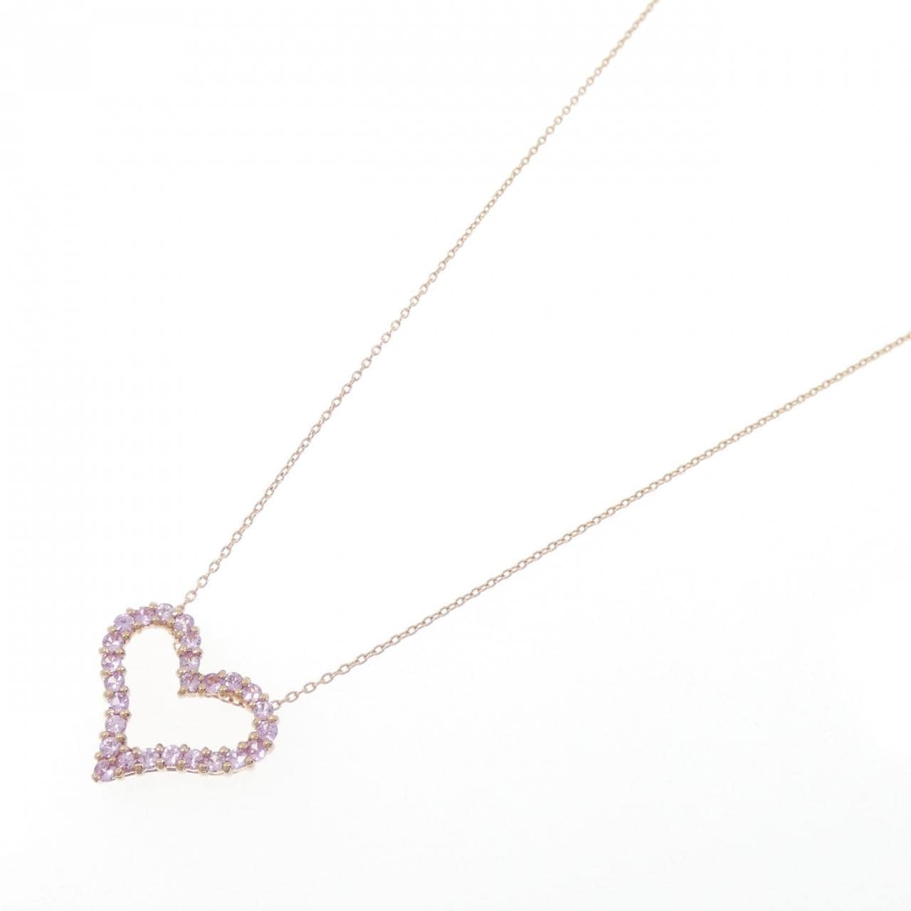 K18PG Heart Sapphire Necklace