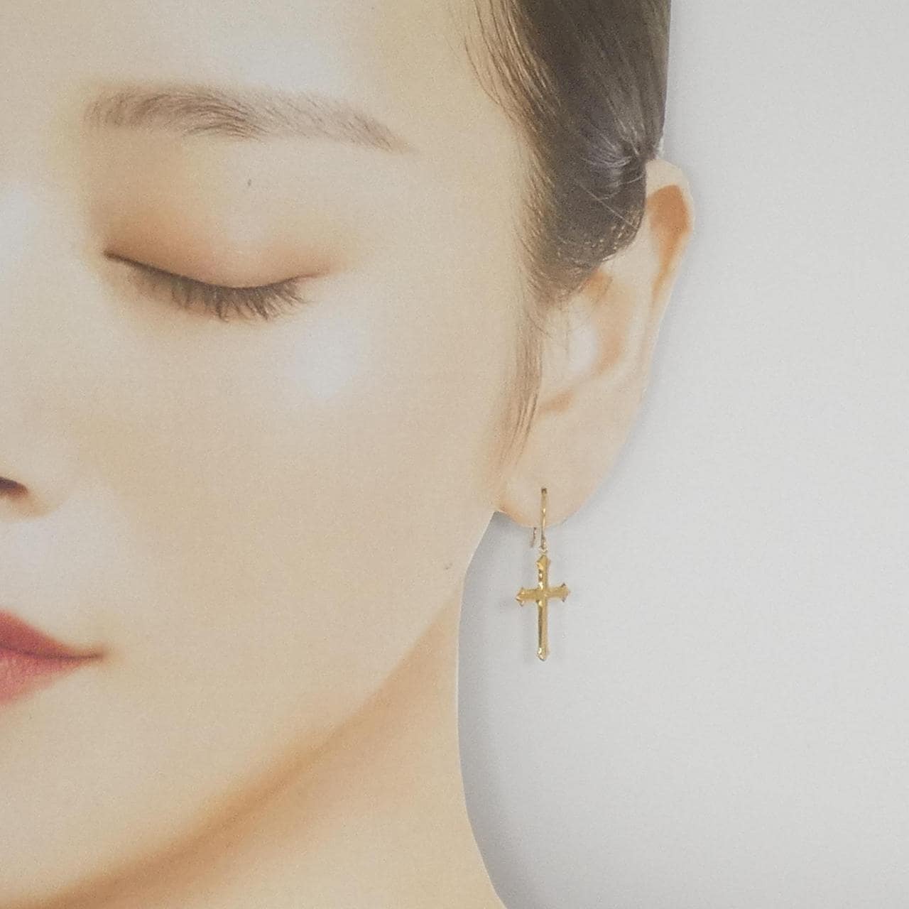 【新品】K18YG クロス ピアス