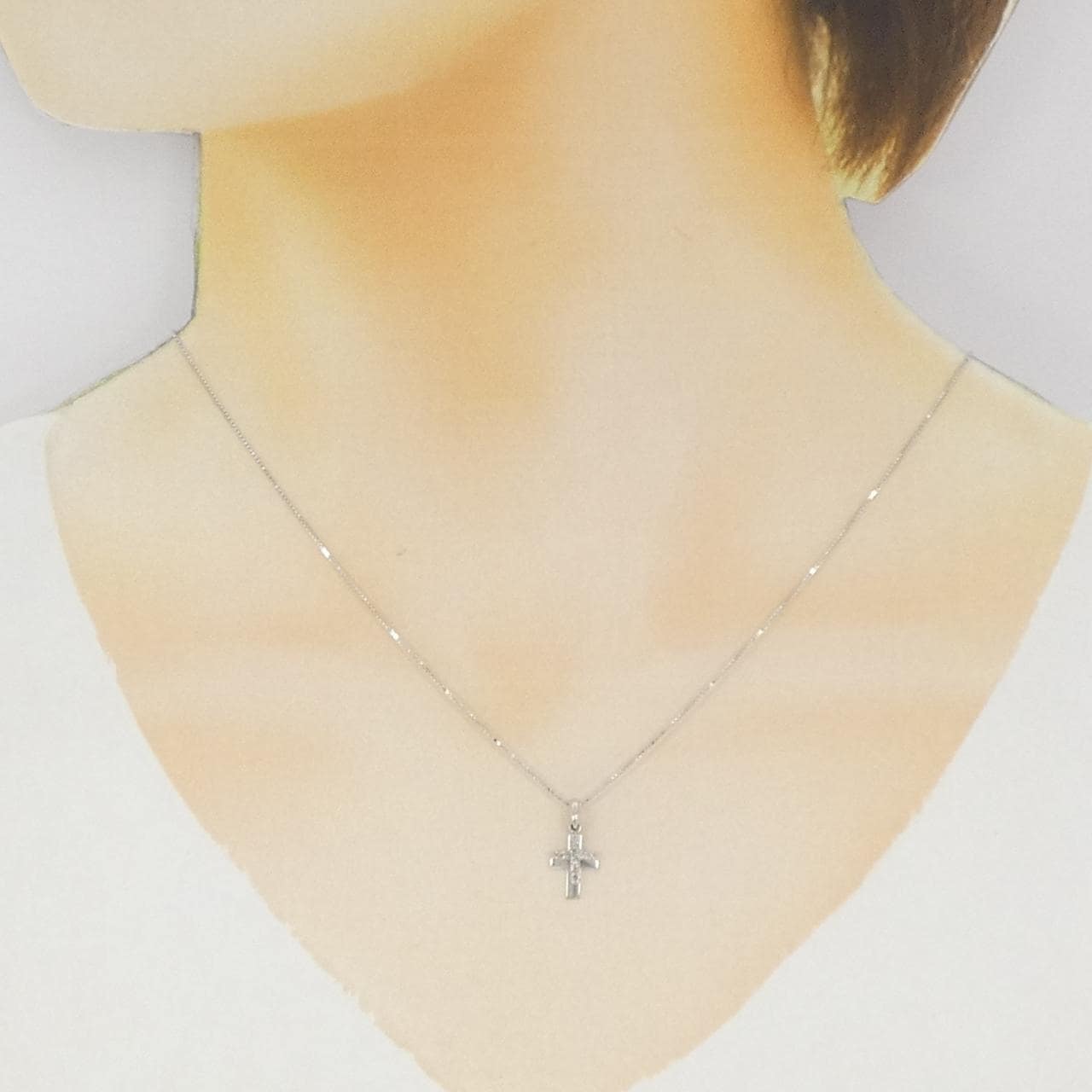 K14WG/K10WG クロス ダイヤモンド ネックレス