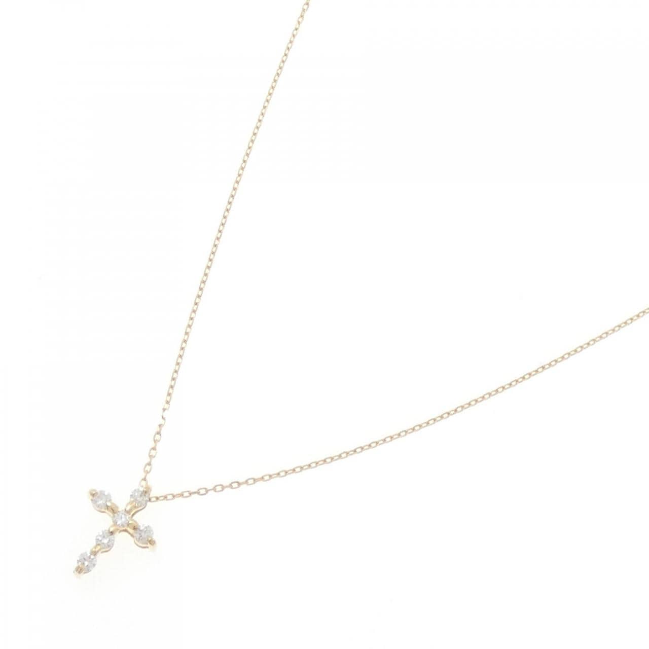 K18YG Cross Diamond Necklace 0.09CT