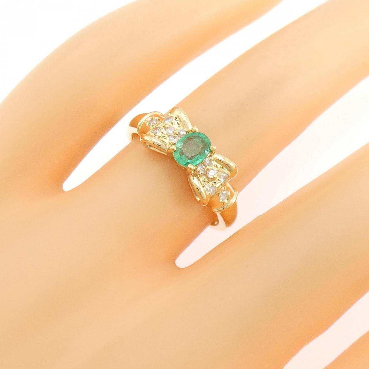 K18YG リボン エメラルド リング 0.29CT