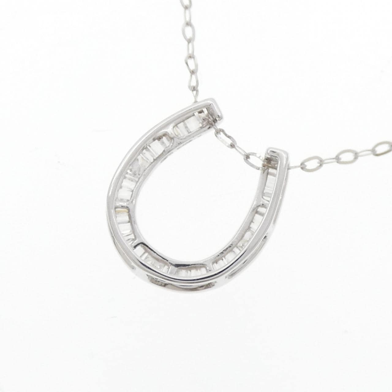K18WG ホースシュー ダイヤモンド ネックレス 0.20CT