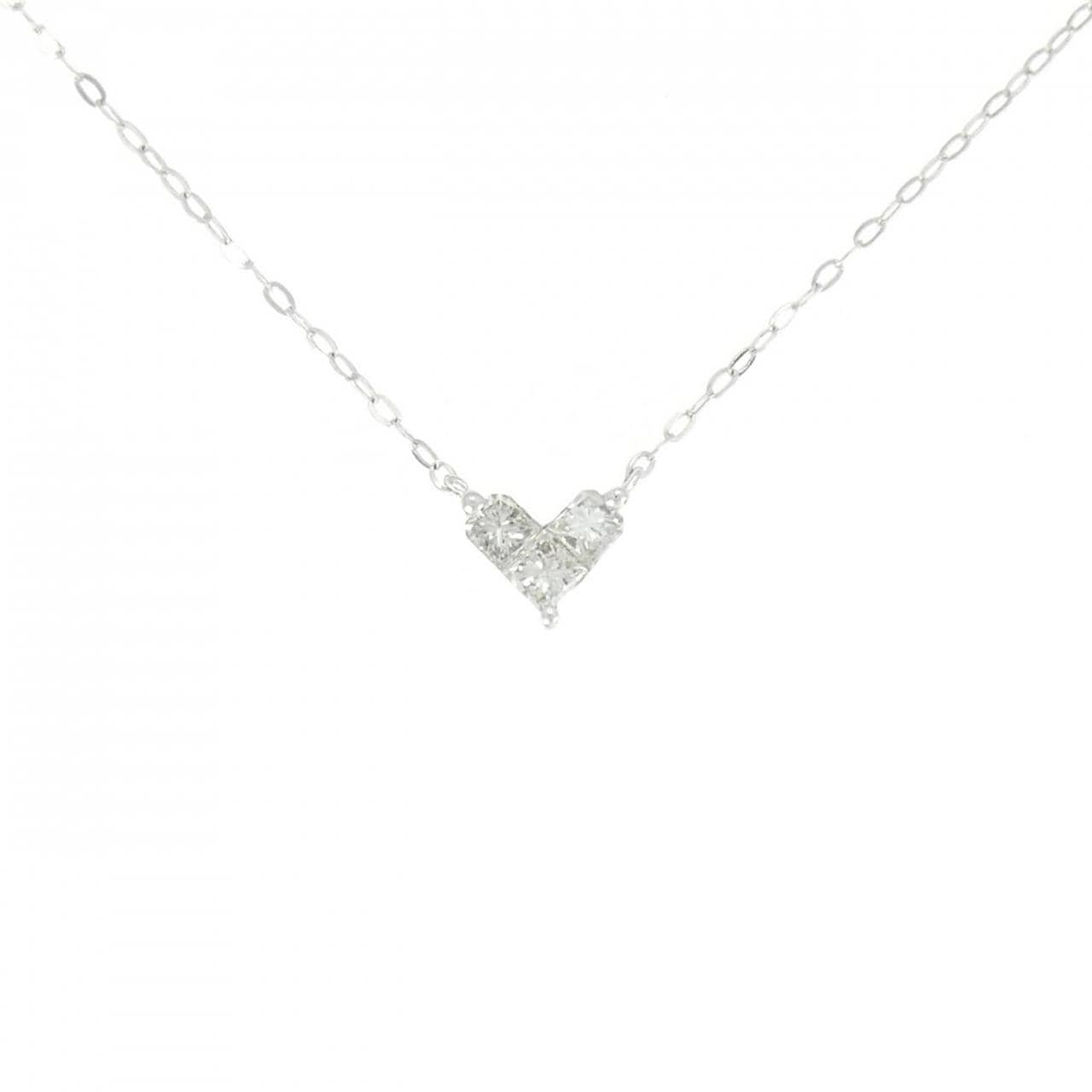 K18WG ハート ダイヤモンド ネックレス 0.25CT